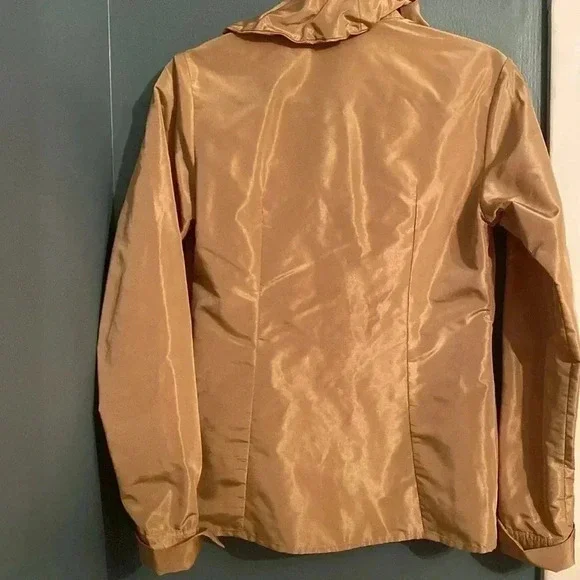 Silvia Tcherassi gold 100% silk ruffle collar long sleeve jacket - size 8